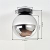 Gastor globe ceiling light with smoked glass shade, E27 retro flush mount
