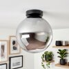 Gastor smoked glass ceiling light with globe shade, E27 retro hallway lamp
