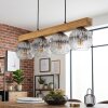 Ripoll wooden bar pendant light with ribbed glass shades, 4-light, length 75 cm