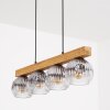 Ripoll wooden bar pendant light with ribbed glass shades, 4-light, length 75 cm