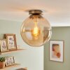 Gastor flush mount ceiling light with amber glass globe, E27 retro fixture