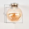 Gastor flush mount ceiling light with amber glass globe, E27 retro fixture