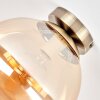 Gastor flush mount ceiling light with amber glass globe, E27 retro fixture