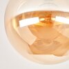 Gastor flush mount ceiling light with amber glass globe, E27 retro fixture