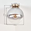Gastor smoked glass ceiling light, globe flush mount with E27 vintage style