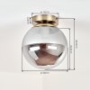 Gastor smoked glass ceiling light, glass globe shade, antique brass E27 fitting