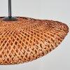 Bauro bamboo pendant light, dining room pendant light with organic woven shade, length 40 cm