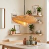 Bauro organic shade pendant light, woven-look shade for dining room, length 40 cm