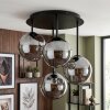 Modern Cluster Ceiling Light Gastor with 4 smoke-coloured glass shades, ø 15 cm