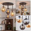 Cluster ceiling light Gastor with 4 modern amber and smoke glass shades