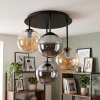Cluster ceiling light Gastor with 4 modern amber and smoke glass shades