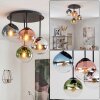 Gastor ceiling light with colourful glass shades, 4-light retro globe ceiling lamp