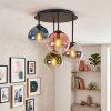 Gastor ceiling light with colourful glass shades, 4-light retro globe ceiling lamp