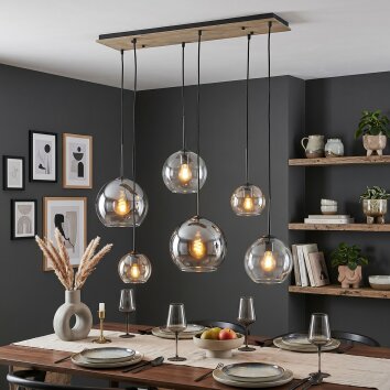 Koyoto 6-light multi-drop globe pendant light for dining room, boho vintage E27