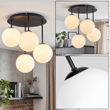 Chehalis globe ceiling light fixture, 4-light round living room ceiling lamp, G9