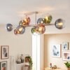 10-Light Cluster Ceiling Light Koyoto with Colourful Glass Shades and Visible E14 Fittings
