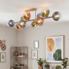 10-Light Cluster Ceiling Light Koyoto with Colourful Glass Shades and Visible E14 Fittings