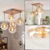 Retro Cluster Ceiling Light Gastor with 5 amber and clear glass shades