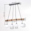 Koyoto wooden rod pendant light, 4-light hanging lamp for dining table, 80 cm