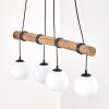 Koyoto wooden rod pendant light, 4-light hanging lamp for dining table, 80 cm
