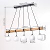 Koyoto wooden rod pendant light, 5-light dining room hanging light, 100 cm length