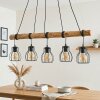 Gondo wood rod pendant light, 5-light E27 hanging lamp, length 100 cm