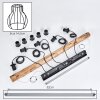 Gondo wood rod pendant light, 5-light E27 hanging lamp, length 100 cm