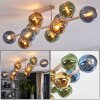 10-flame Cluster ceiling light Koyoto, blue, gold and green glass shades, ø 15 cm