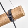Koyoto 3-light wooden rod pendant light with globe shades, length 60 cm