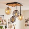 Gastor 4-light E14 ceiling light with globe shades, retro dining room lamp