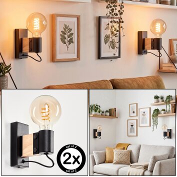 Lemou E27 wall light set of 2 for living room, bedroom, retro Scandinavian