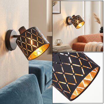 Alsen adjustable wall light with on/off switch and slotted geometric shade E14
