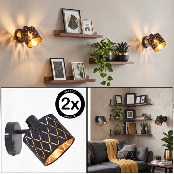 Alsen wall light set of 2 with cut-out lampshade, adjustable wall spotlight