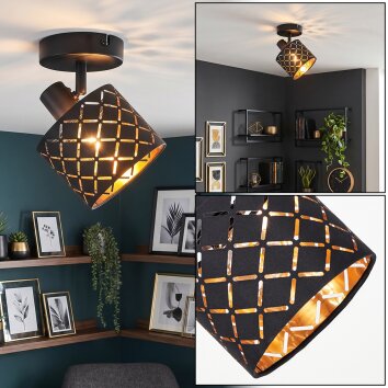 Tallaboa adjustable ceiling spotlight with slotted shade and grid light effect