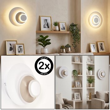 Lemik LED wall light set of 2, adjustable circular wall sconce for living room