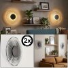 Liriel LED round wall light set of 2, 30 cm ripple halo for living room