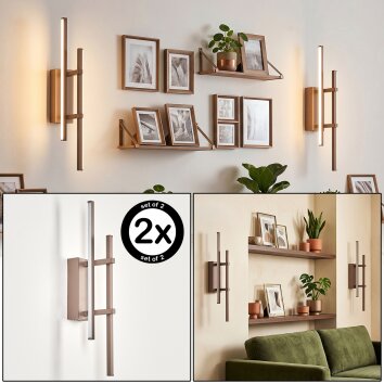 LED wall light Kiron, set of 2 with slim vertical dual bars, 3000 Kelvin warm white