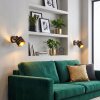 Alsen swivel wall spotlight set of 2 with patterned fabric shade, E14