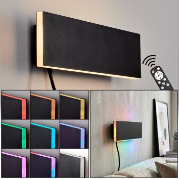 Rectangular Flat LED Wall Light Axion, RGB edge glow, 3000 Kelvin warm white