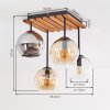 Koyoto 4-light ceiling light with globe shades, slatted canopy, vintage style