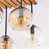 Koyoto 4-light ceiling light with globe shades, slatted canopy, vintage style