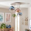 Sand Cluster Ceiling Light Koyoto with blue, green, clear and coppery glass shades