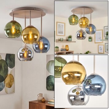 Koyoto globe ceiling light, 4-light E14 for dining room and living room, retro