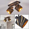 Modern ceiling spotlight Alsen with two adjustable gold and black fabric shades, E14