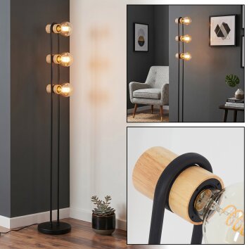 Voril retro 3-light floor lamp with foot switch, E27, 141.5 cm tall, Ø 23 cm