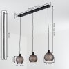 Nolen 3-light pendant light with round shade trio, E27, length 105.5 cm