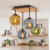 Boho globe light Koyoto with four colourful glass shades and wooden slatted canopy