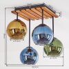 Boho globe light Koyoto with four colourful glass shades and wooden slatted canopy