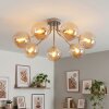 Globe ceiling light Gastor with 7 amber glass shades in a cluster, ø 15 cm, E14
