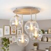 Modern cluster globe light Gastor with four clear glass shades, ø 15 cm